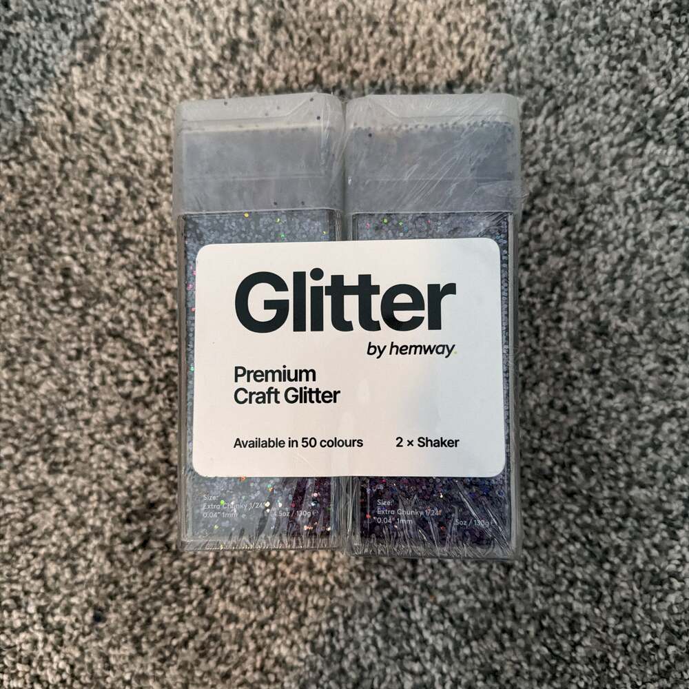 Hemway Premium Glitter Shakers - Black Holographic- extra chunky 1/24”